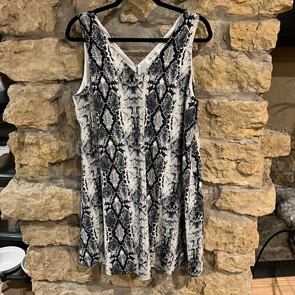 Snake Print Shift Dress
